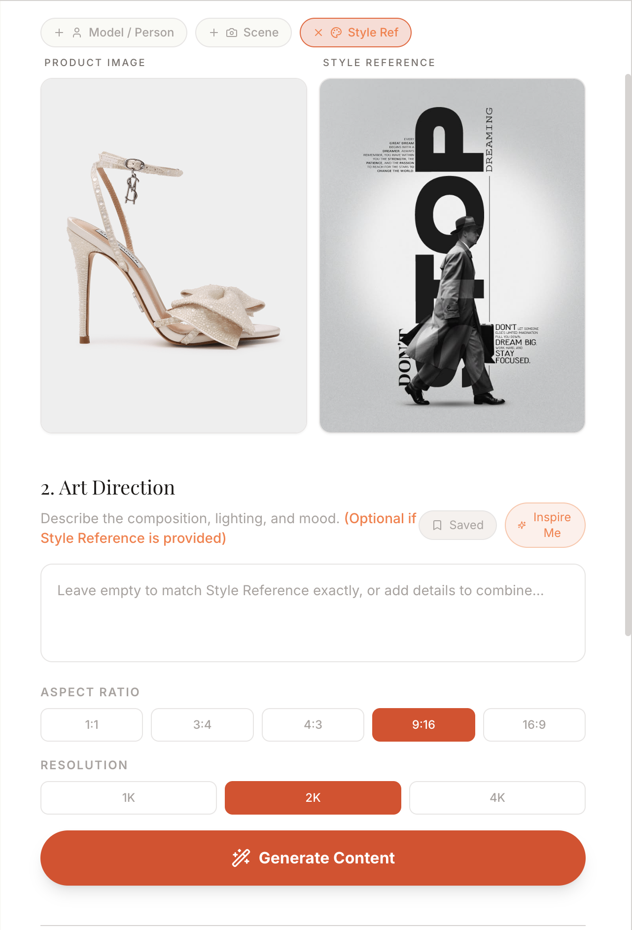 CreatorFlow art direction interface preview